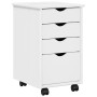 vidaXL Rollschrank Mit Rad Weiß 34 x 39 x 56 cm Massives Kiefernholz 42028341