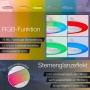 Brilliant LED-Deckenleuchte Salerno mit RGB Funktion und Ventilator, verschiedene Farbeinstellungen.