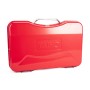 Roter Taino Mox Koffer-Grill, Holzkohlegrill für Camping und BBQ, kompakt und mobil.