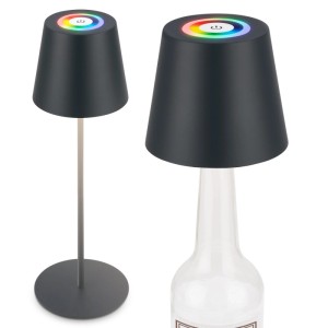 Brilo Akku Tischleuchte Calida Touch Dimmbar Flaschenaufsatz 36 cm Anthrazit