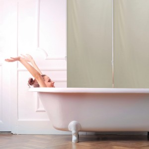 Relaxdays Duschrollo Aluminium Kunststoff Beige Wasserabweisend Schnelltrocknend 60 cm x 240 cm