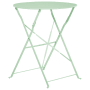 Mintgrüner runder Klapptisch aus Stahl vom Bistro Set FIORI. Modernes Gartenmöbel für Terrasse & Balkon.