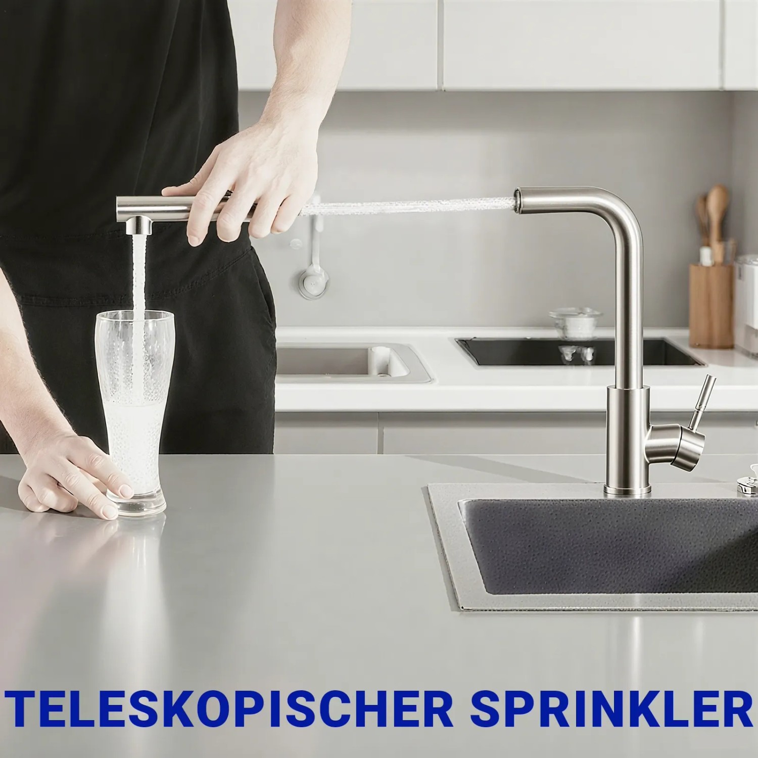 AICA Küchenarmatur mit Brause ausziehbar Edelstahl Hochdruck schwenkbar ...