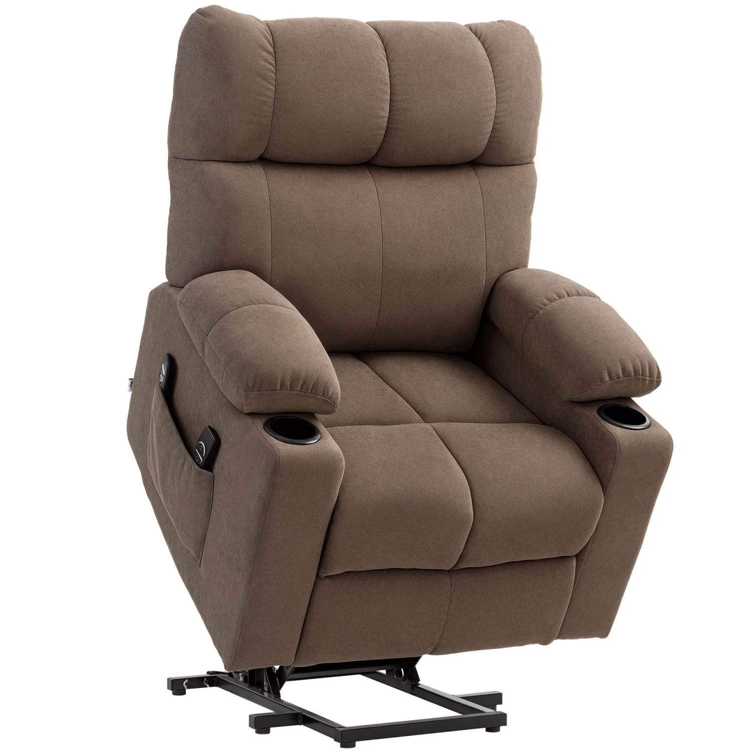 HOMCOM Sessel mit Aufstehhilfe Polyester Metall Braun 91L x 95B x 109H cm