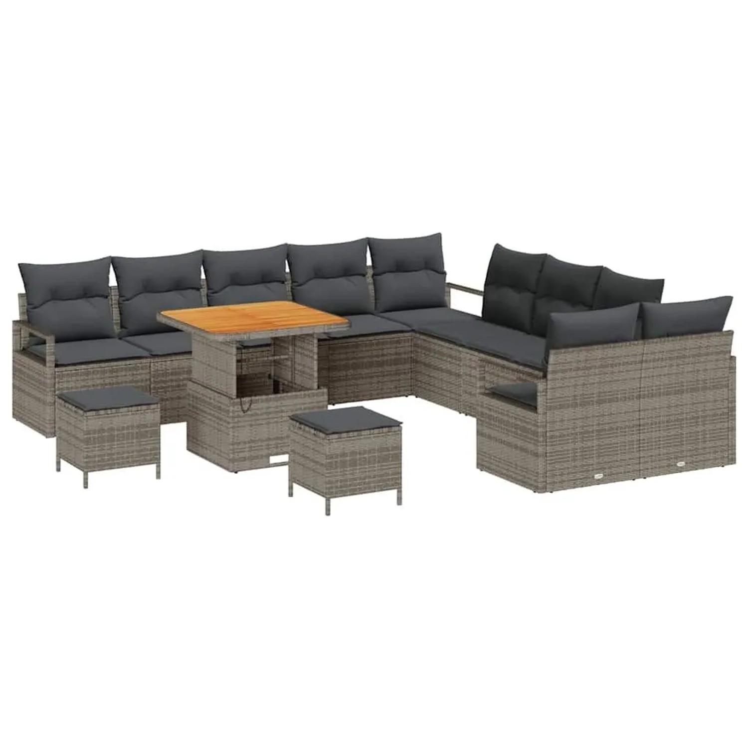 Thumbnail - vidaXL Garten-Sofa-Set mit Kissen mit Speicher 13-Tlg Grau 3364533