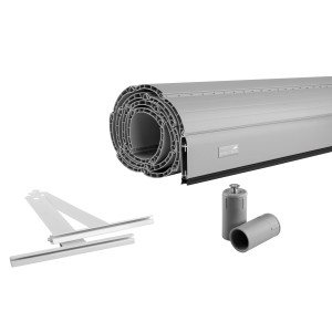 Schellenberg Rollladenpanzer Maxi, 110x90 cm, grau, mit Zubehör wie Stopper und Federn.