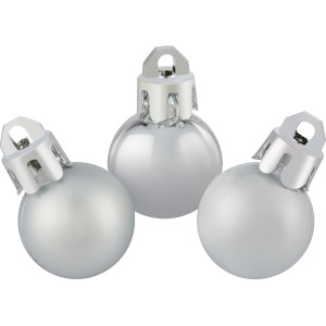 Silberne Mini-Weihnachtskugeln, 2 cm, Set mit 36 Stück, glänzend, matt und gefrostet.