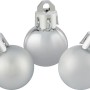 Silberne Mini-Weihnachtskugeln, 2 cm, Set mit 36 Stück, glänzend, matt und gefrostet.