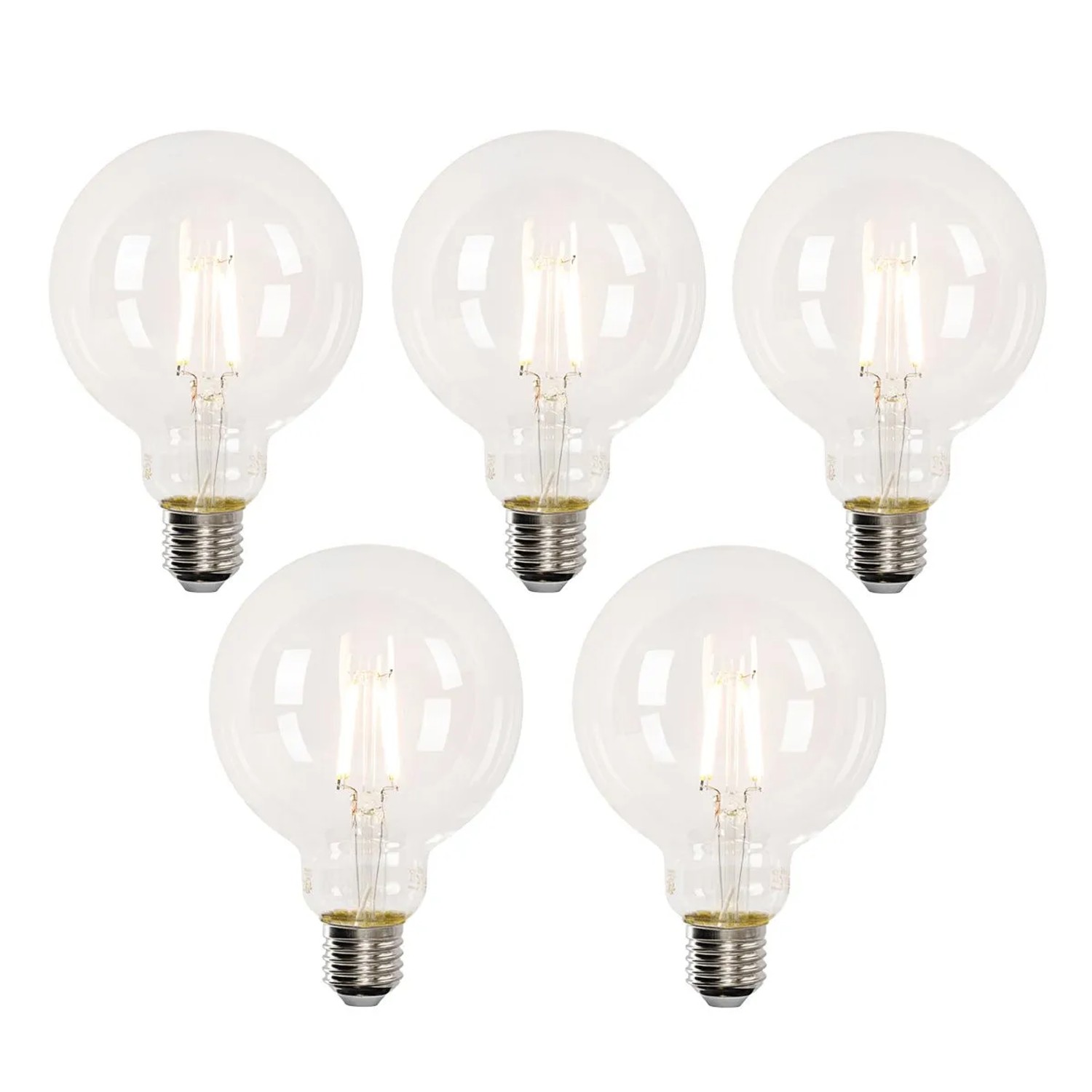 LUEDD Set mit 5 Smart E27 LED Glühbirnen G95 4,5W 470lm 2700 6500K