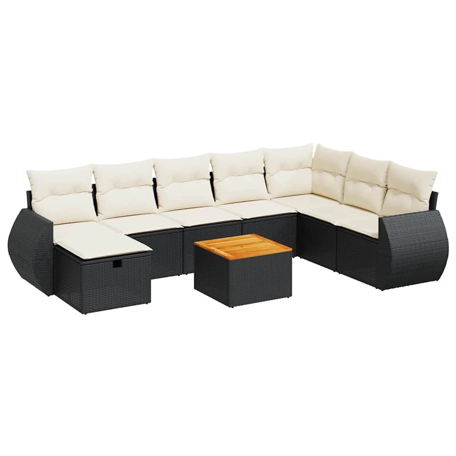 vidaXL 9-Tlg Garten-Sofagarnitur mit Kissen Schwarz Poly Rattan 3325857 günstig online kaufen