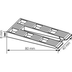 Orangefarbener Keil (80x40x8 mm) mit Sägezahnprofil für Fensterzubehör, 30 Stück pro Hänger.
