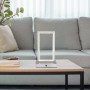 Moderne LED-Tischleuchte Samega von Globo aus Aluminium, matt. Dekorative Außenleuchte mit Touchdimmer.
