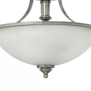 Licht-Erlebnisse Deckenleuchte Metall Glas Ø 40,6 CM Nickel Antik Weiß 3X E27 Jugendstil