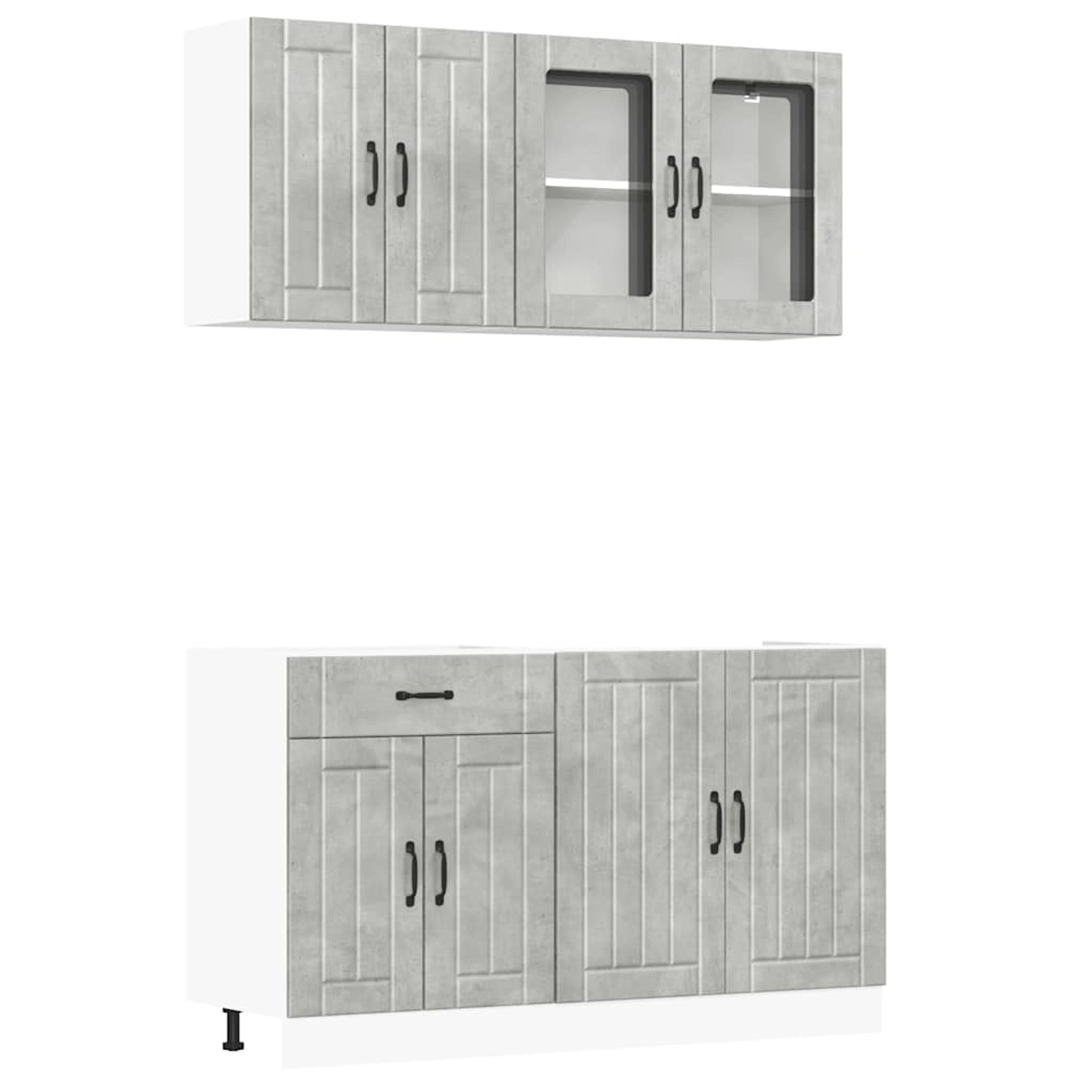 vidaXL 4-Tlg Küchenschrank-Set Lucca Betongrau Holzwerkstoff 3314865 günstig online kaufen