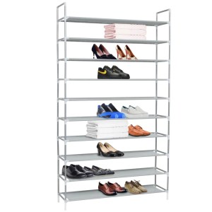 vidaXL Schuhregal mit 10 Ablagen Metall und Vliesstoff Silbern 245631