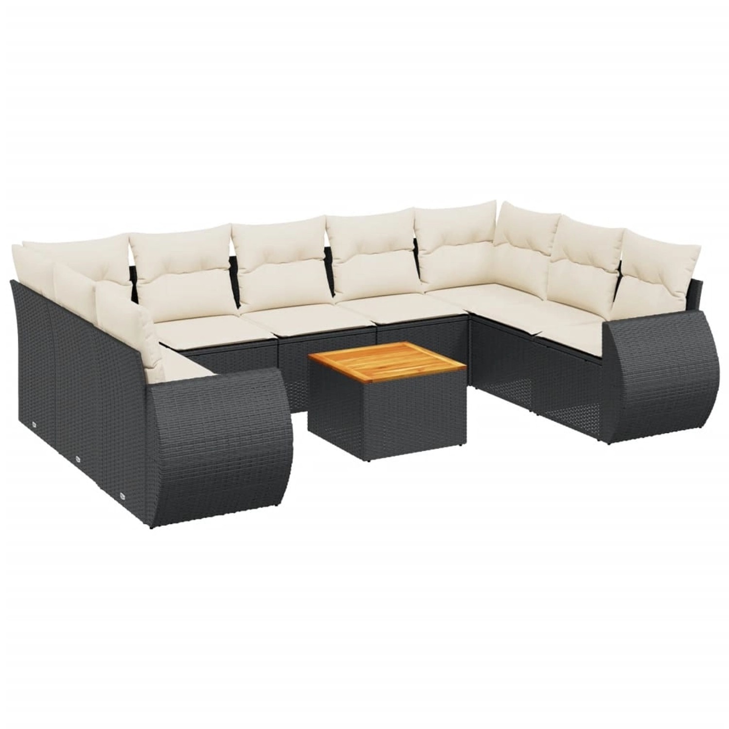 vidaXL 10-Tlg Garten-Sofagarnitur mit Kissen Schwarz Poly Rattan 3257477 günstig online kaufen