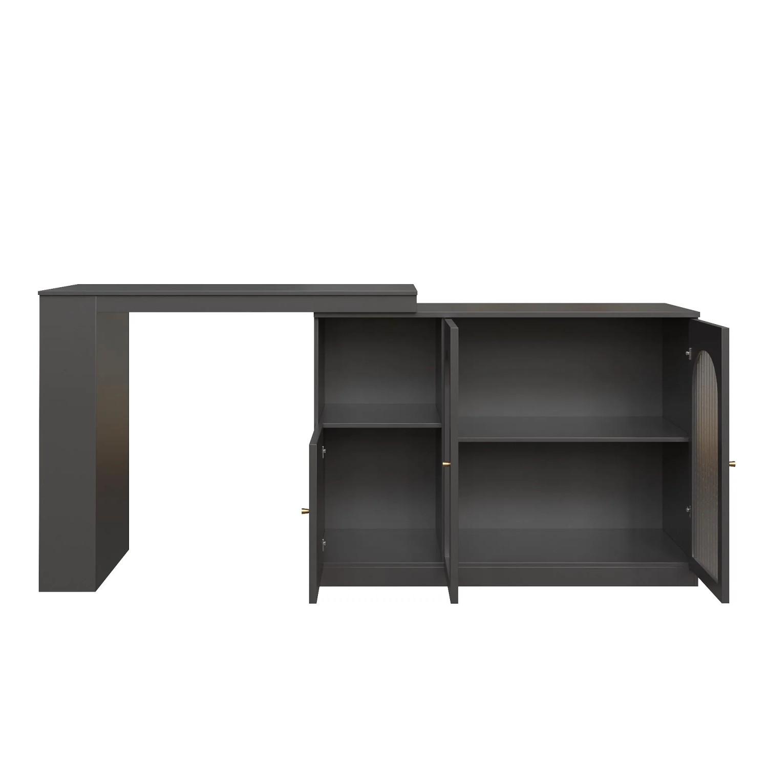 okwish Bartisch mit Drehbar Glastür Aufbewahrung Esszimmer 120x40x97cm Schwarz