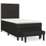 Schwarzes vidaXL Boxspringbett 90x190 cm mit Matratze und Bank.