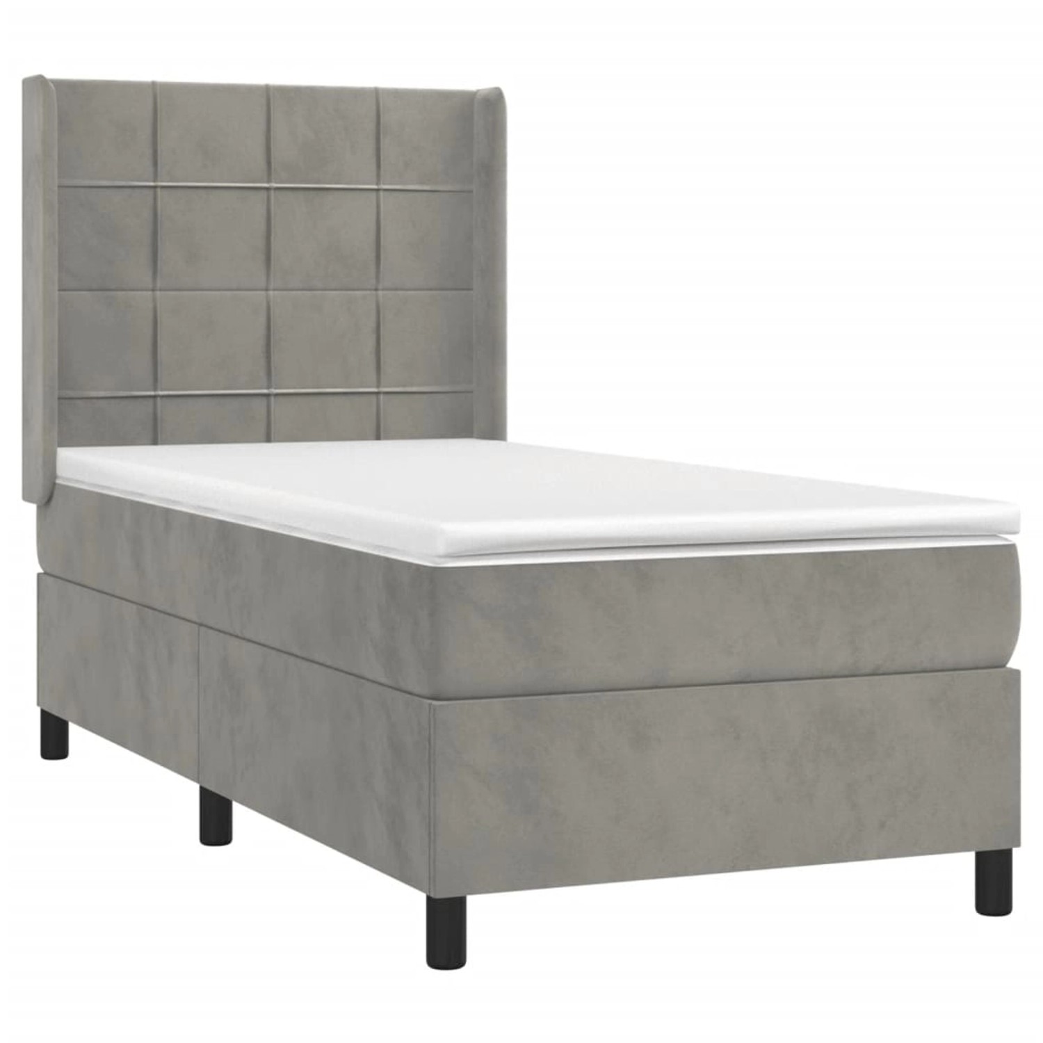 vidaXL Boxspringbett mit Matratze & LED Hellgrau 80x200 cm Samt 3139529 günstig online kaufen