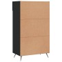 Schwarzer vidaXL Schuhschrank (60x35x105 cm) aus Holzwerkstoff mit Schublade und Fächern.