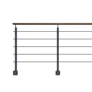 Kordo Geländerset, 2m, Alu Anthrazit, Handlauf Kebony, seitliche Befestigung, Opalu