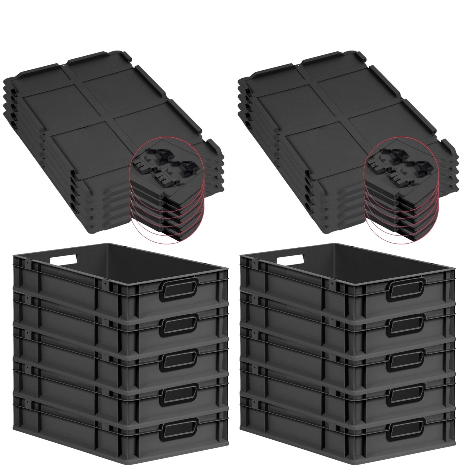 PROREGAL SuperSparSet 10x Eurobox Nextgen Color Mit Scharnierdeckel HxBxT 1 günstig online kaufen