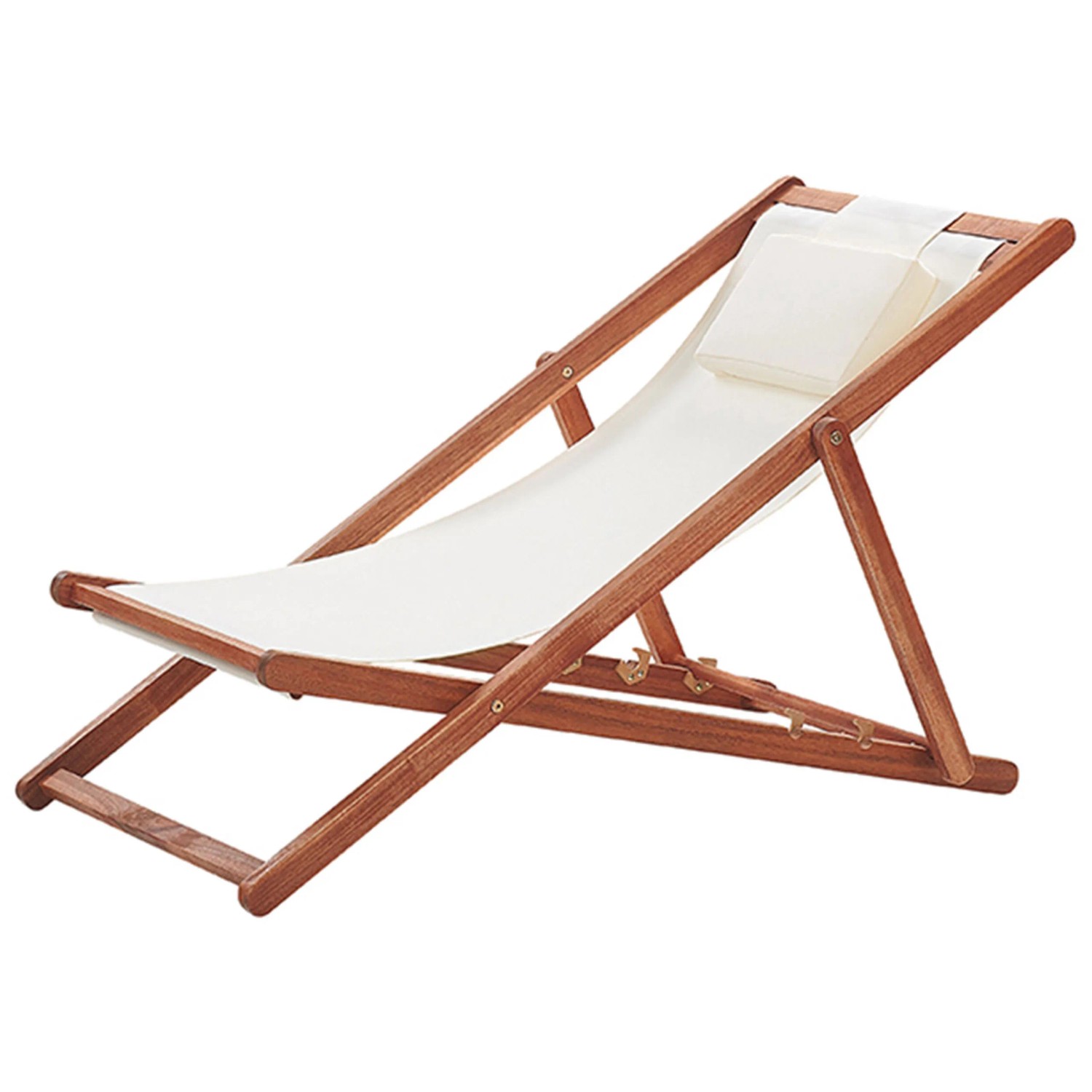 Beliani Gartenliege aus Holz, dunkel und weiß, mit Kopfstütze. Ideal zum Entspannen im Garten.