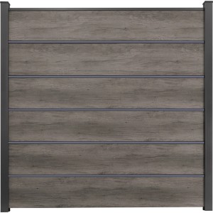 GroJa Steckzaun Premium Basicline, 180x180 cm, Monument Oak, mit grauen Lisenen.