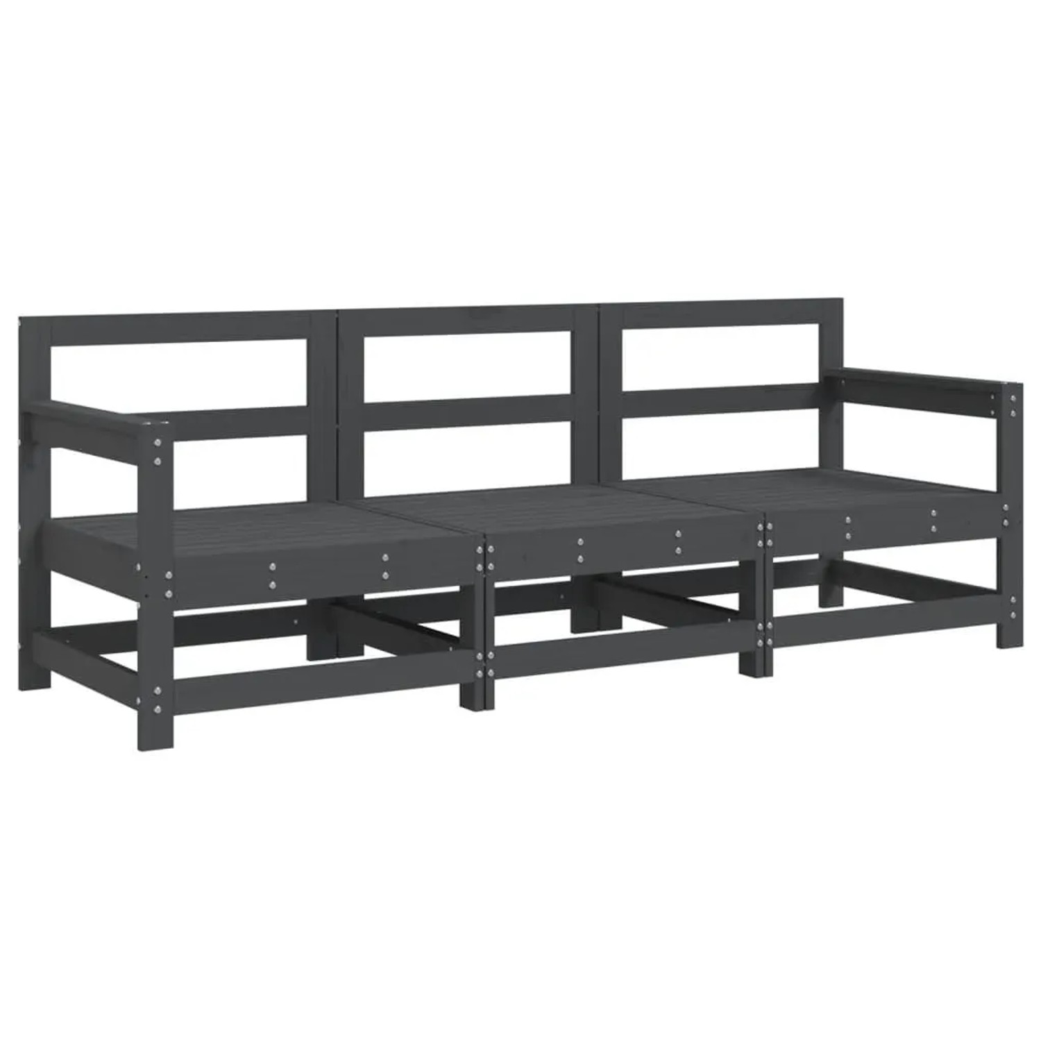 vidaXL 3-Tlg Garten-Lounge-Set Grau Massivholz Kiefer 825529