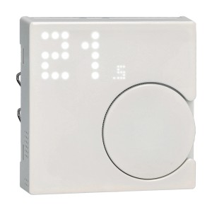 Merten System M Raumtemperaturregler Modul in Weiß mit digitaler Anzeige.