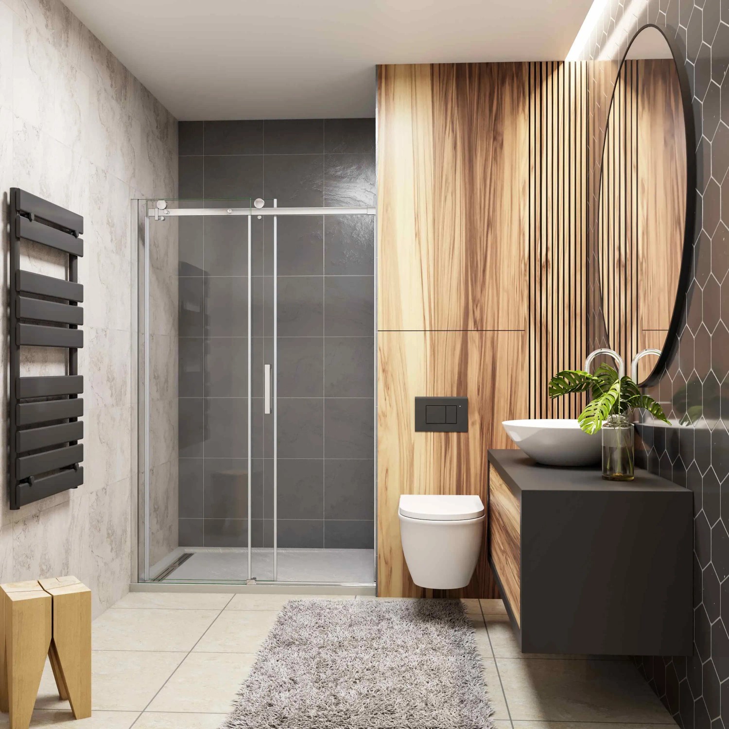 AICA Duschkabine 110x195cm mit Schiebetür, 8mm ESG-Glas, Nischentür, Duschabtrennung im Badezimmer.