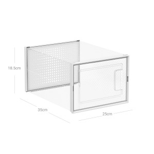 Songmics Schuhbox, transparent-weiß, 25x35x18,5 cm, zur Schuhaufbewahrung.