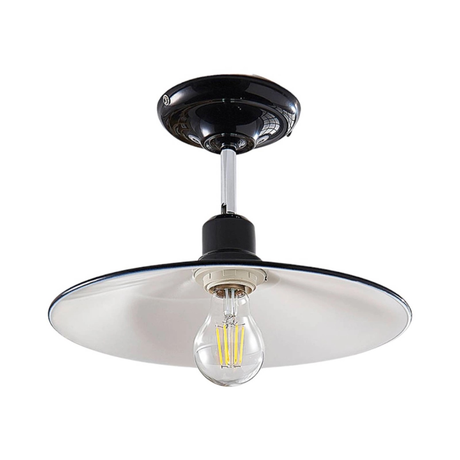 Lindby Deckenlampe Phinea 9621782 Retro Vintage Antik in Schwarz aus Metall 1-flammig E27 Wohnzimmerleuchte