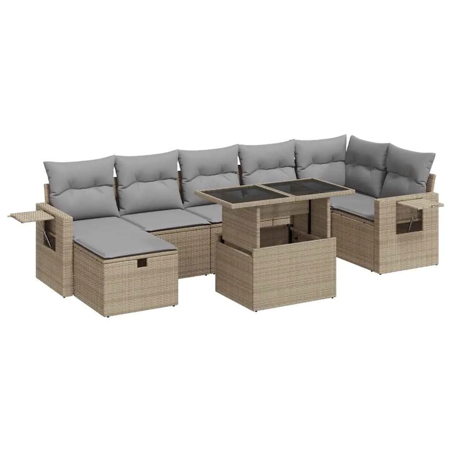vidaXL 8-Tlg Garten-Sofagarnitur mit Kissen Beige Poly Rattan 3327869 günstig online kaufen