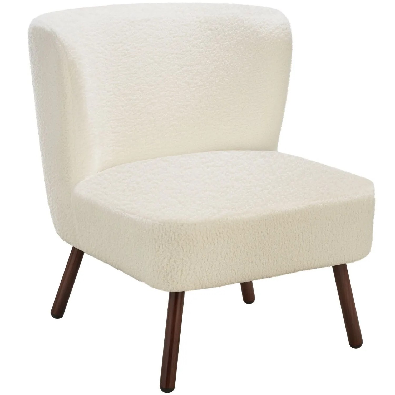 Tectake Teddy Cocktailsessel Robina 2 Gepolstert  Mit Bouclé Bezug Gewölbte  Extrabreite Rückenlehne  68 x 61 x 69 cm Bouclé Off White