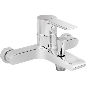 Wannenarmatur Bisenzio in Chrom-Optik, Einhebelmischer für Badewanne.