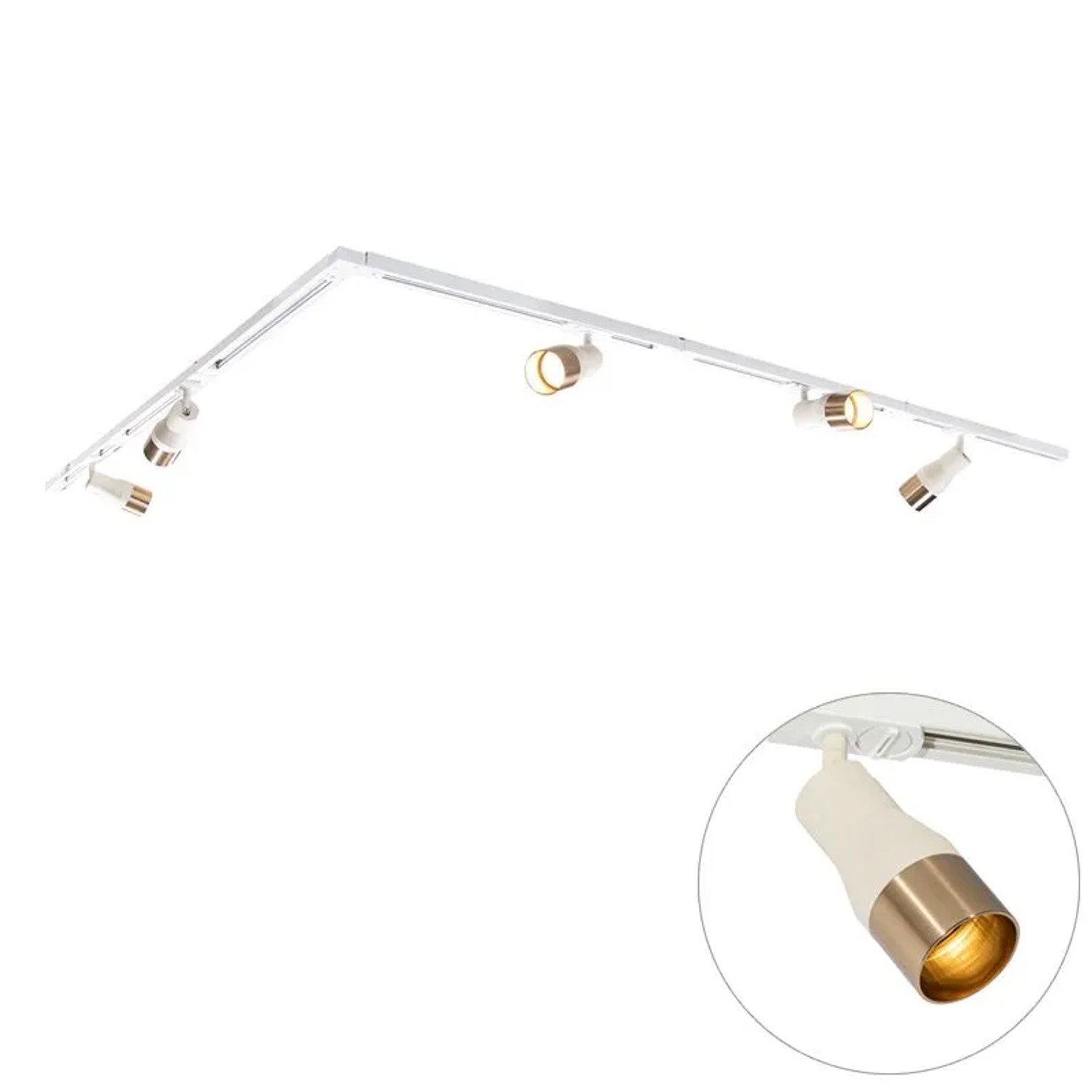 QAZQA Modernes Schienensystem mit 5 Strahlern Beige mit Gold 1 Phasig Iconic Kohua