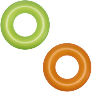 Bestway Schwimmringe, orange und grün, aus PVC, Durchmesser 76 cm.