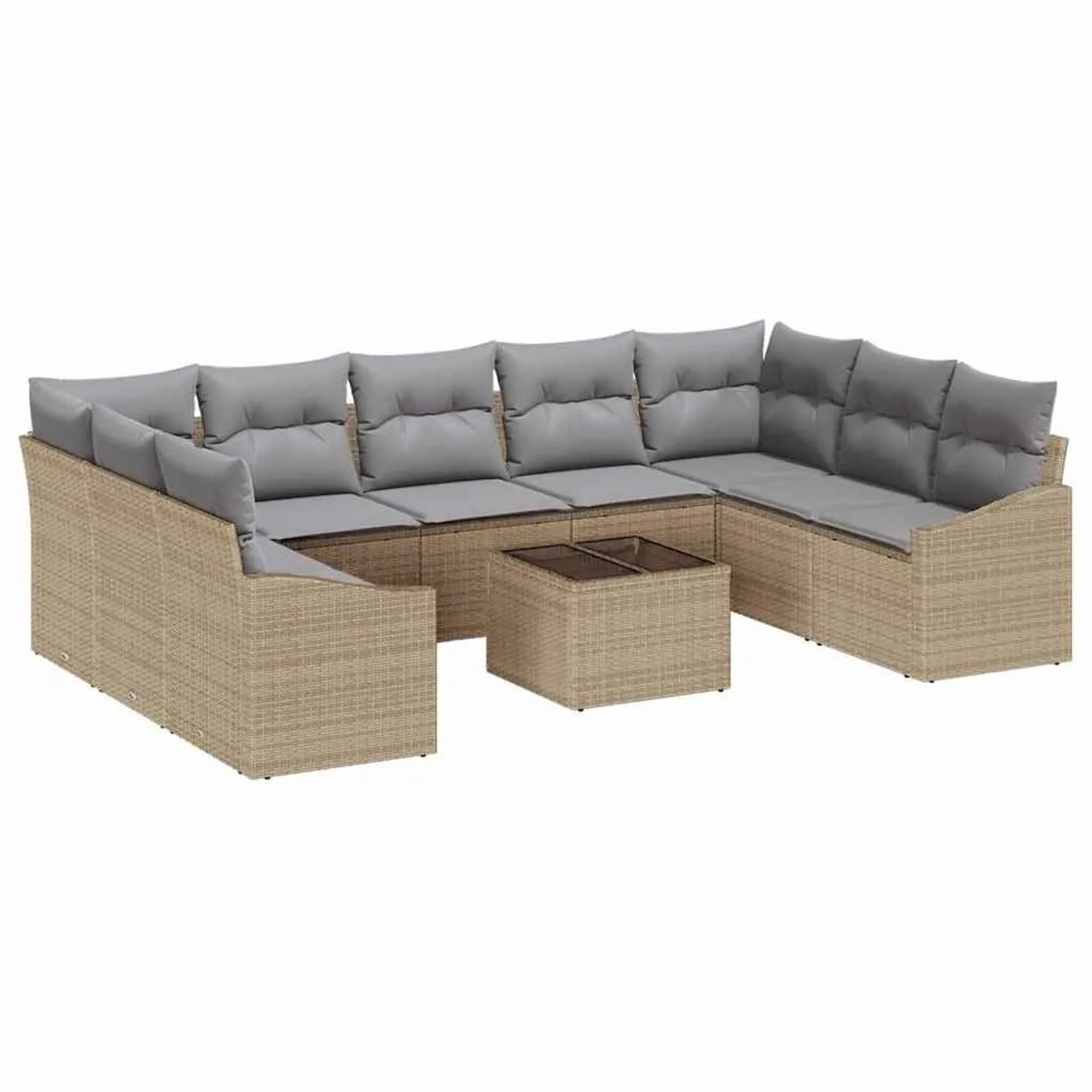 vidaXL Gartensofa-set mit Kissen 9-Tlg Beige und Hellgrau Poly-Rattan 33555 günstig online kaufen