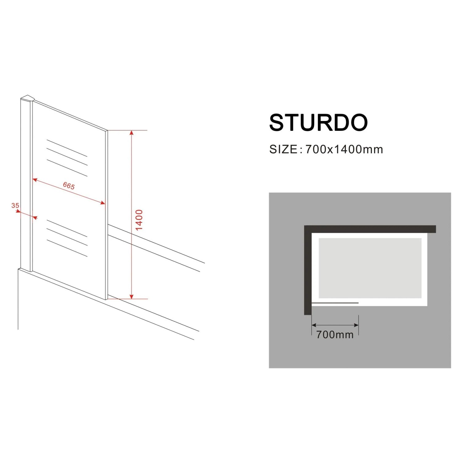 Glasdeals Fixe Badewannenaufsatz Duschtrennwand STURDO 70 x 140 cm – 3517_5