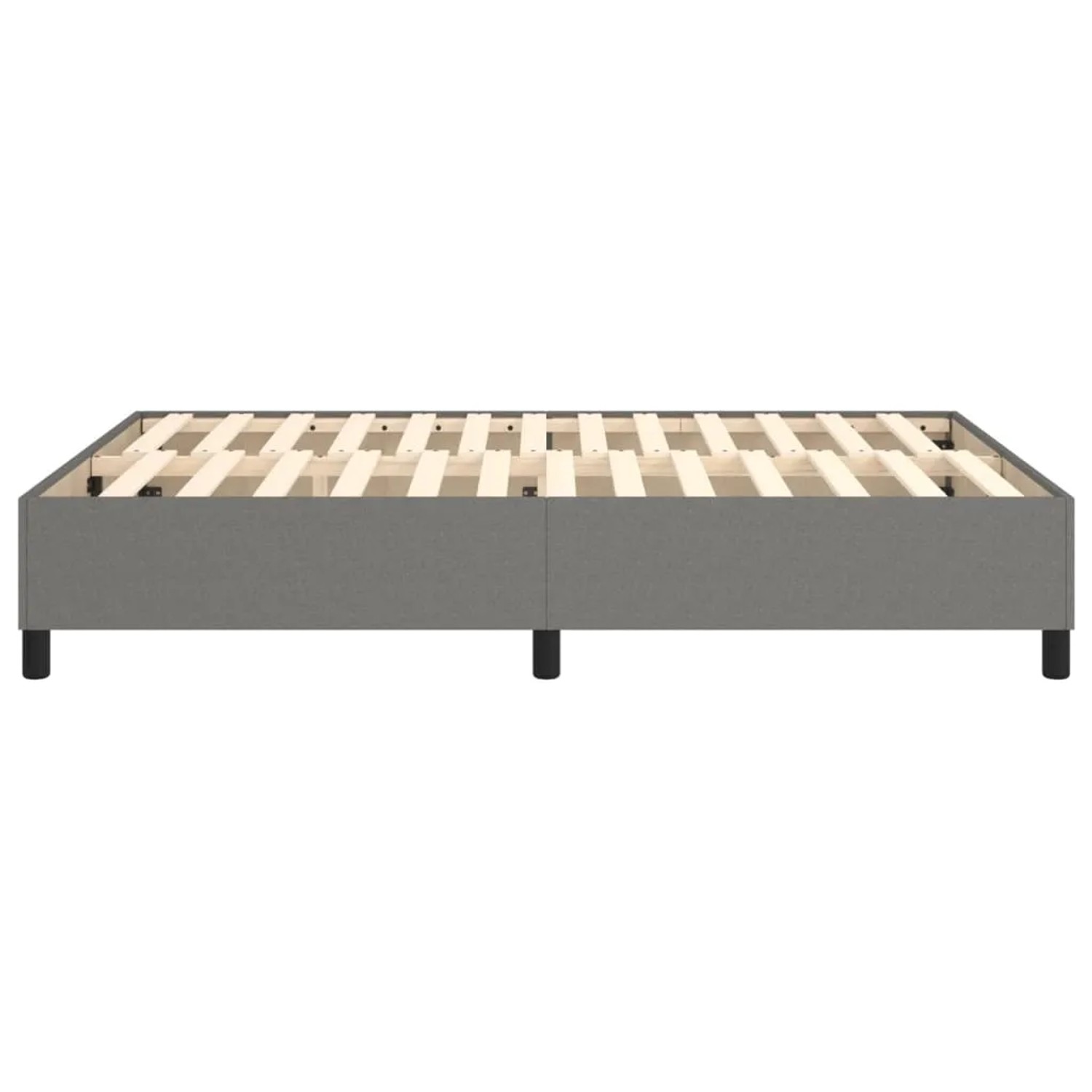 Dunkelgraues Boxspringbett 140x200 cm ohne Matratze.