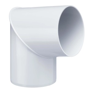 Weißer Inefa Rohrbogen 80 Grad DN 75 aus PVC für die Dachentwässerung.