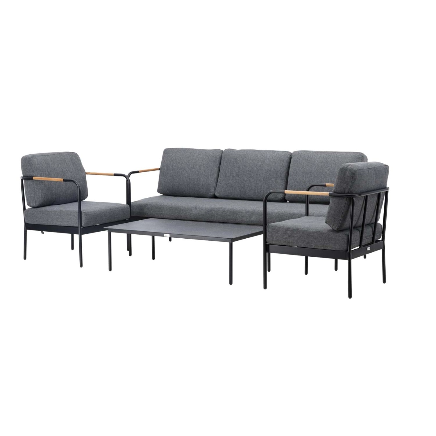 ebuy24 Pehnna Lounge-Set 4 Teile Schwarz Grau