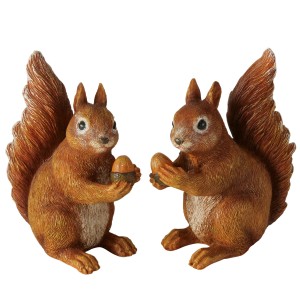 Boltze Deko-Figuren Albert, 2 Eichhörnchen mit Eicheln, 13x10cm, Kunstharz