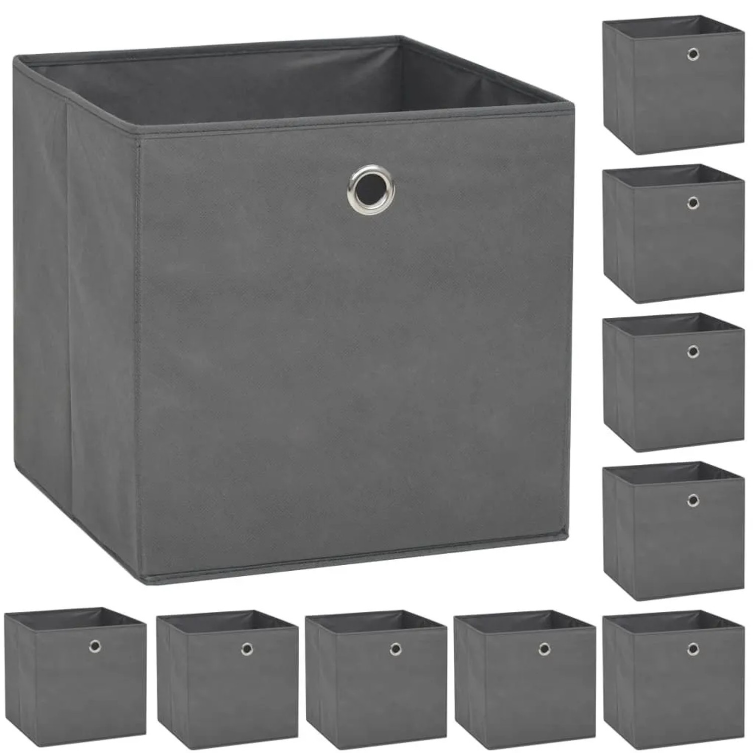 vidaXL Aufbewahrungsboxen 10 Stk Vliesstoff 32 x 32 x 32 cm Grau 245748