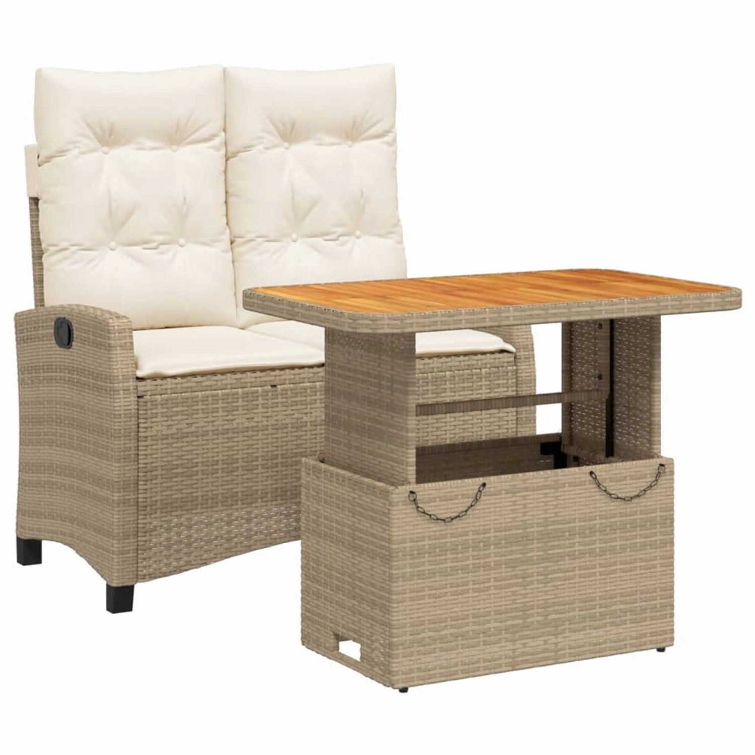 vidaXL 2-Tlg Garten-Essgruppe mit Kissen Beige Poly Rattan 3277418 günstig online kaufen