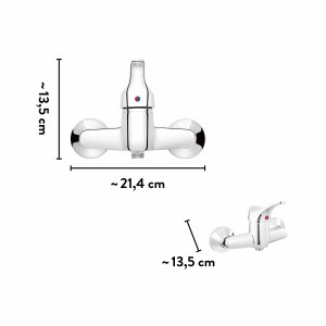 baliv Duscharmatur DU-5170 Chrom, Aufputz-Einhebelmischer mit S-Anschlüssen und Rosetten, inklusive Befestigungsmaterial.