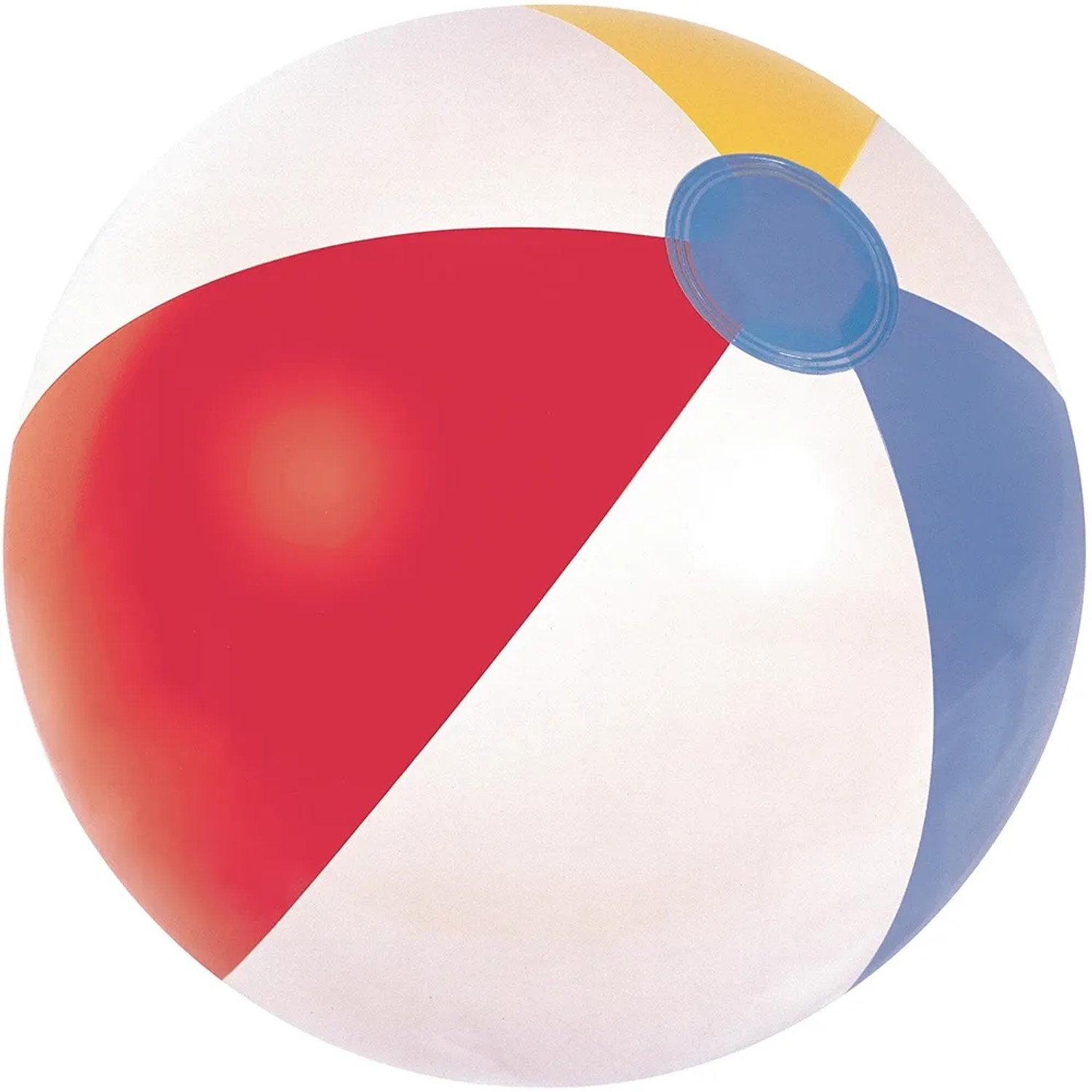Bestway Wasserball Retro, Ø 51 cm, mit bunten Feldern in Rot, Gelb, Blau und Weiß.