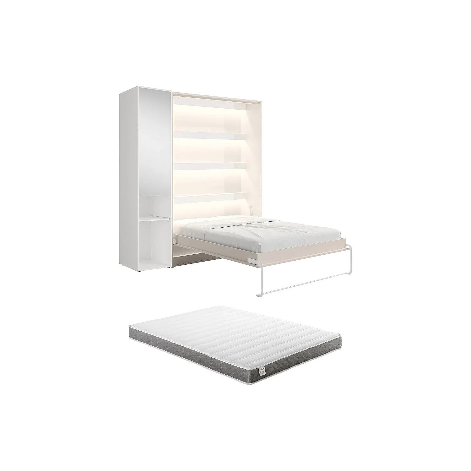 Vente-unique Schrankbett Rapili Beige  Weiß 229 cm