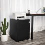 Schwarzer Songmics Rollcontainer (52x39x60 cm) mit 3 Schubladen und Rollen. Abschließbarer Büroschrank.